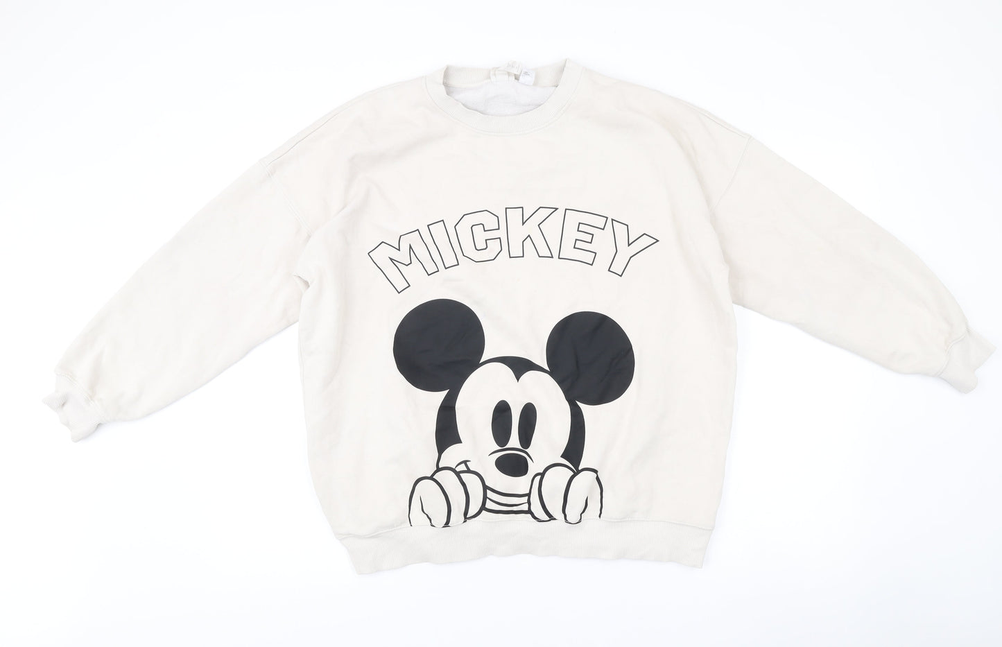 H&M Women’s White Mickey Mouse Disney Sweatshirt Size S Cotton Blend