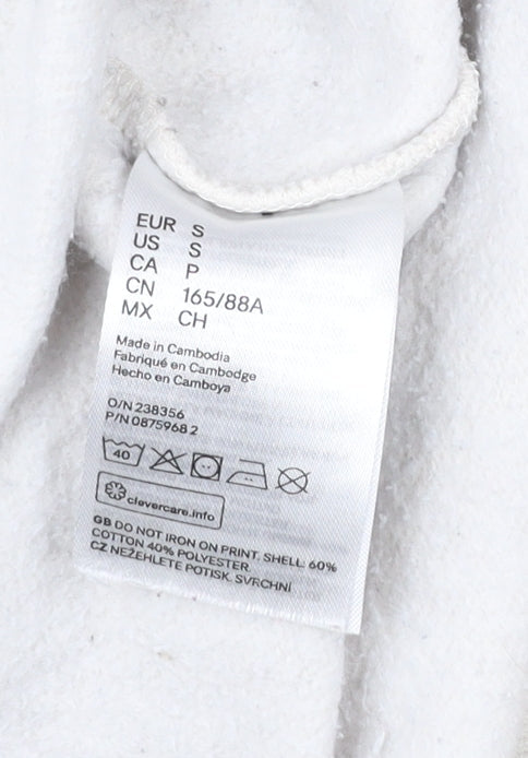 H&M Women’s White Mickey Mouse Disney Sweatshirt Size S Cotton Blend