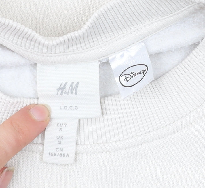 H&M Women’s White Mickey Mouse Disney Sweatshirt Size S Cotton Blend
