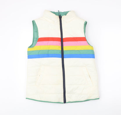 Boden Women’s Ivory Rainbow Puffer Waistcoat UK 8 Regular Zip Sleeveless