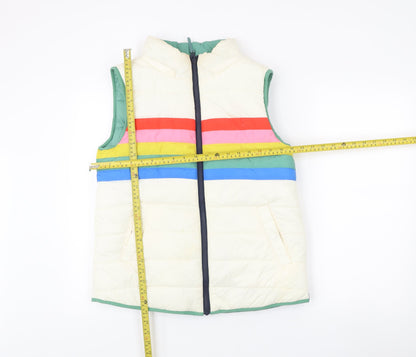 Boden Women’s Ivory Rainbow Puffer Waistcoat UK 8 Regular Zip Sleeveless