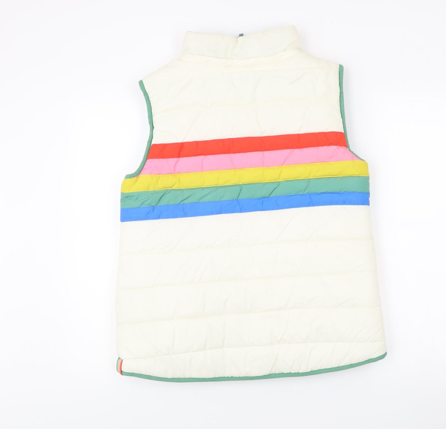 Boden Women’s Ivory Rainbow Puffer Waistcoat UK 8 Regular Zip Sleeveless
