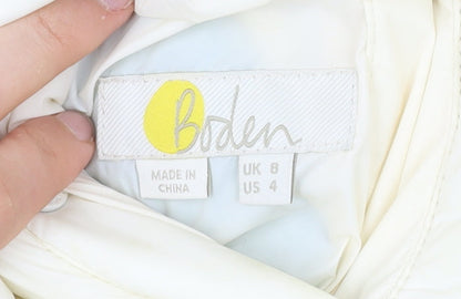 Boden Women’s Ivory Rainbow Puffer Waistcoat UK 8 Regular Zip Sleeveless