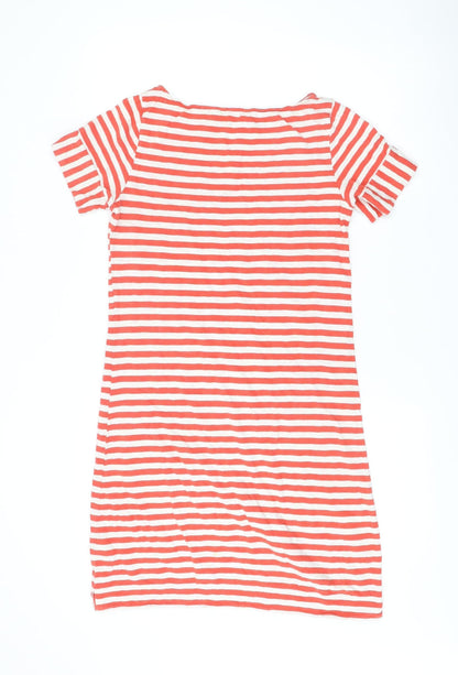 Boden Women Red Striped Cotton Shift Dress UK 8 Short Sleeve