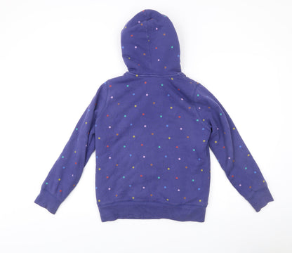 Boden Girls Blue Polka Dot Hooded Jacket 11-12Y Cotton Blend Lined