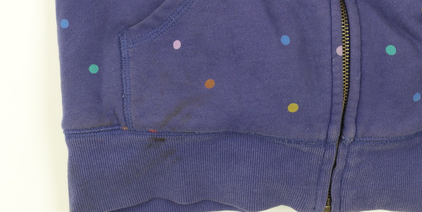 Boden Girls Blue Polka Dot Hooded Jacket 11-12Y Cotton Blend Lined
