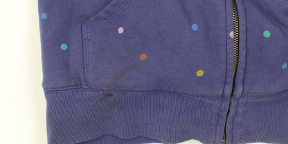 Boden Girls Blue Polka Dot Hooded Jacket 11-12Y Cotton Blend Lined