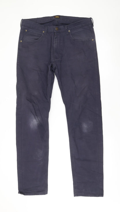 Lee Men’s Blue Chino Daren Zip Fly Trousers W34 L32 Regular Fit