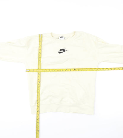 Nike Womens Ivory Small Pullover Sweatshirt Logo Crew Neck