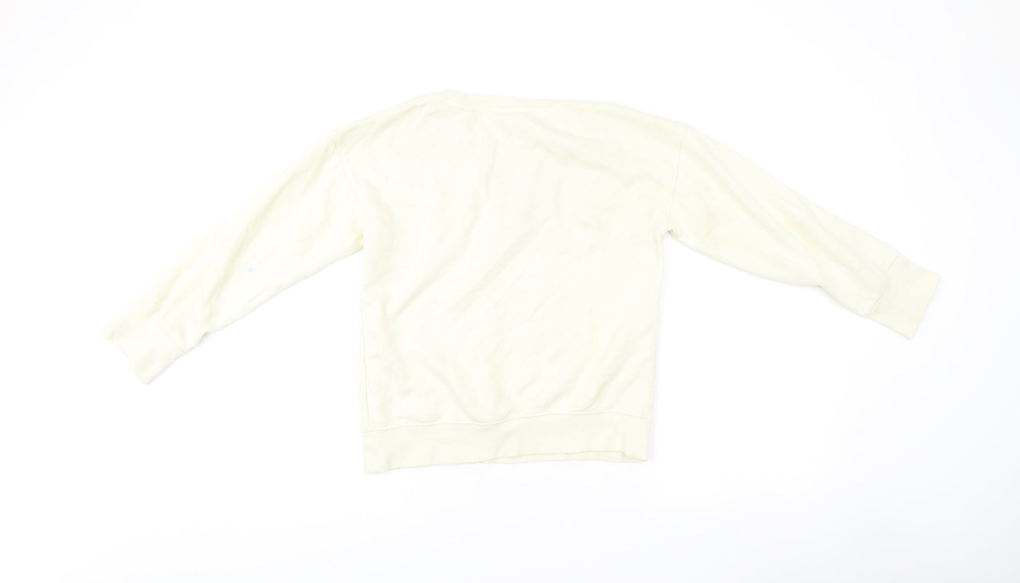 Nike Womens Ivory Small Pullover Sweatshirt Logo Crew Neck