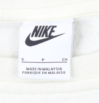 Nike Womens Ivory Small Pullover Sweatshirt Logo Crew Neck