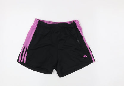 Adidas Womens Black Small Athletic Sports Shorts Elastic Waist