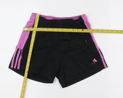 Adidas Womens Black Small Athletic Sports Shorts Elastic Waist