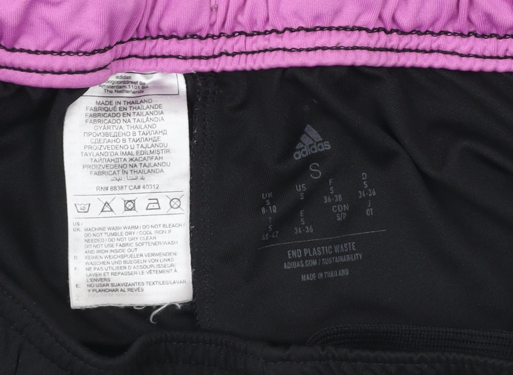 Adidas Womens Black Small Athletic Sports Shorts Elastic Waist