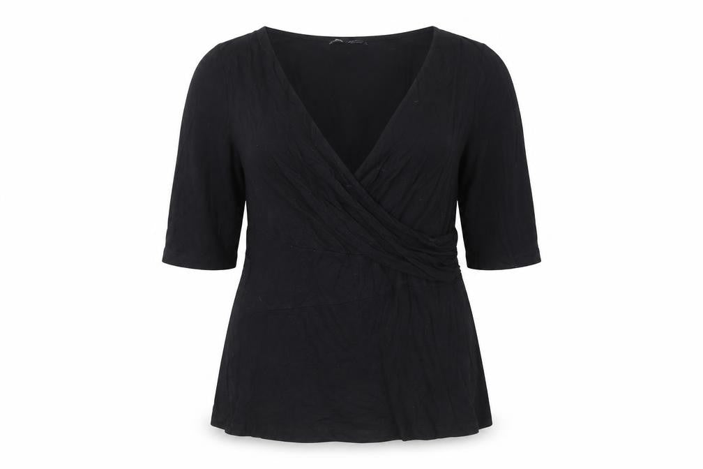 Womens UK Size L Cable & Gauge Black Wrap Blouse