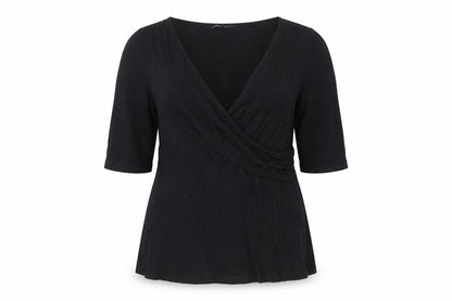 Womens UK Size L Cable & Gauge Black Wrap Blouse