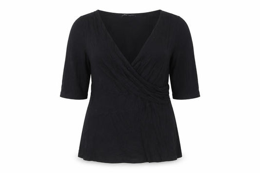 Womens UK Size L Cable & Gauge Black Wrap Blouse