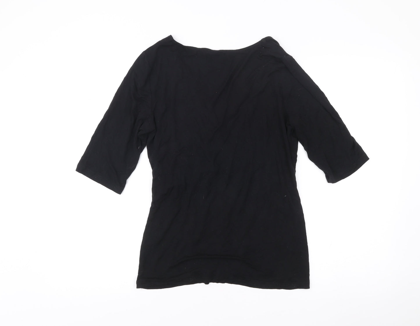 Womens UK Size L Cable & Gauge Black Wrap Blouse