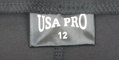 USA Pro Womens Black Size 12 Biker Activewear Shorts Polyester