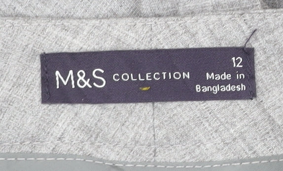 Womens UK Size 12 Marks and Spencer Regular Fit Business Workwear Formal Grey Tr