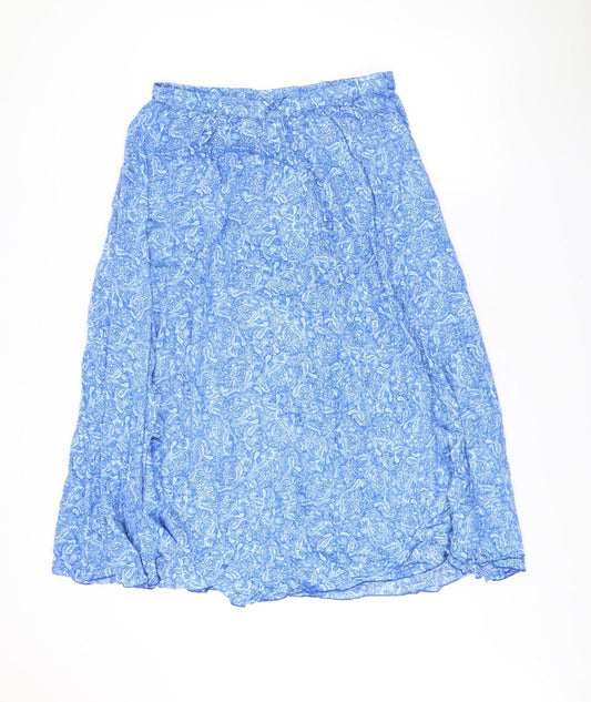 Cotton Traders Womens Blue Paisley Modal A-Line Skirt Size 14