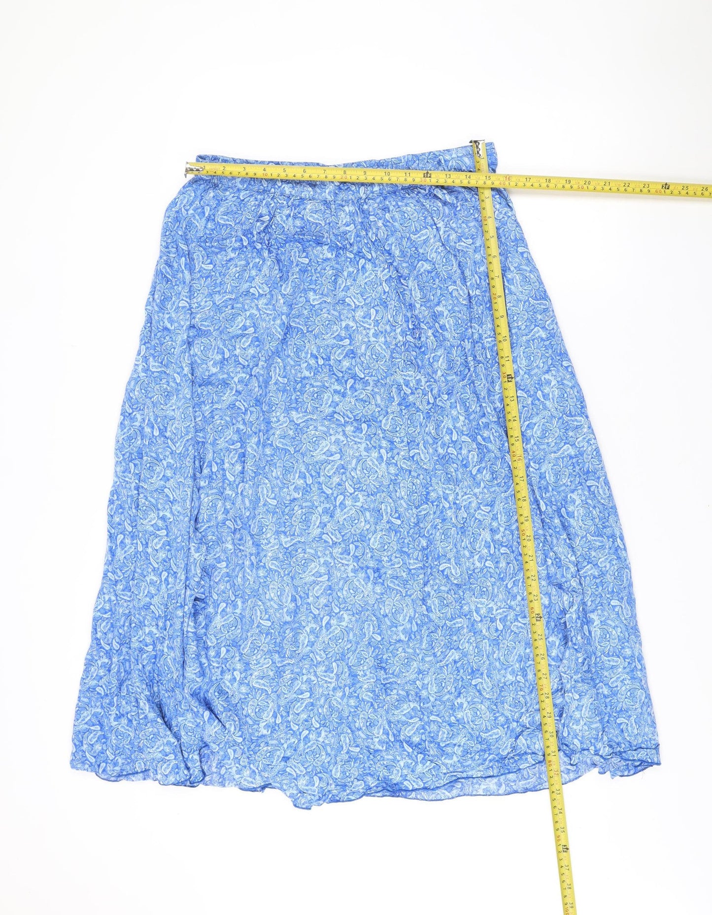 Cotton Traders Womens Blue Paisley Modal A-Line Skirt Size 14