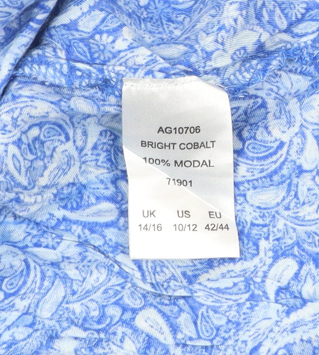 Cotton Traders Womens Blue Paisley Modal A-Line Skirt Size 14