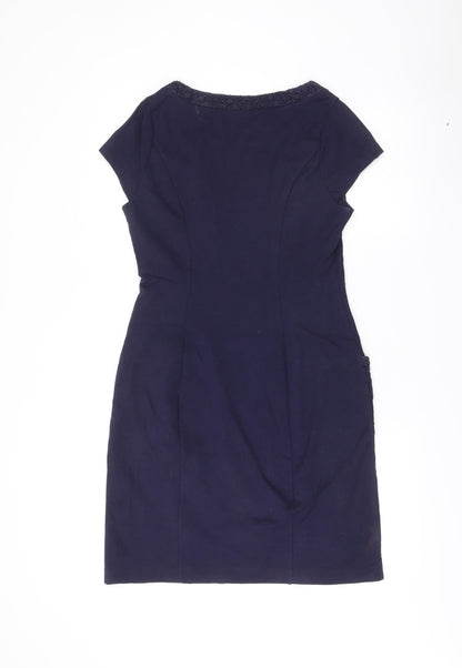 Boden Women’s Blue Shift Dress Size 12 Knee Length Short Sleeve