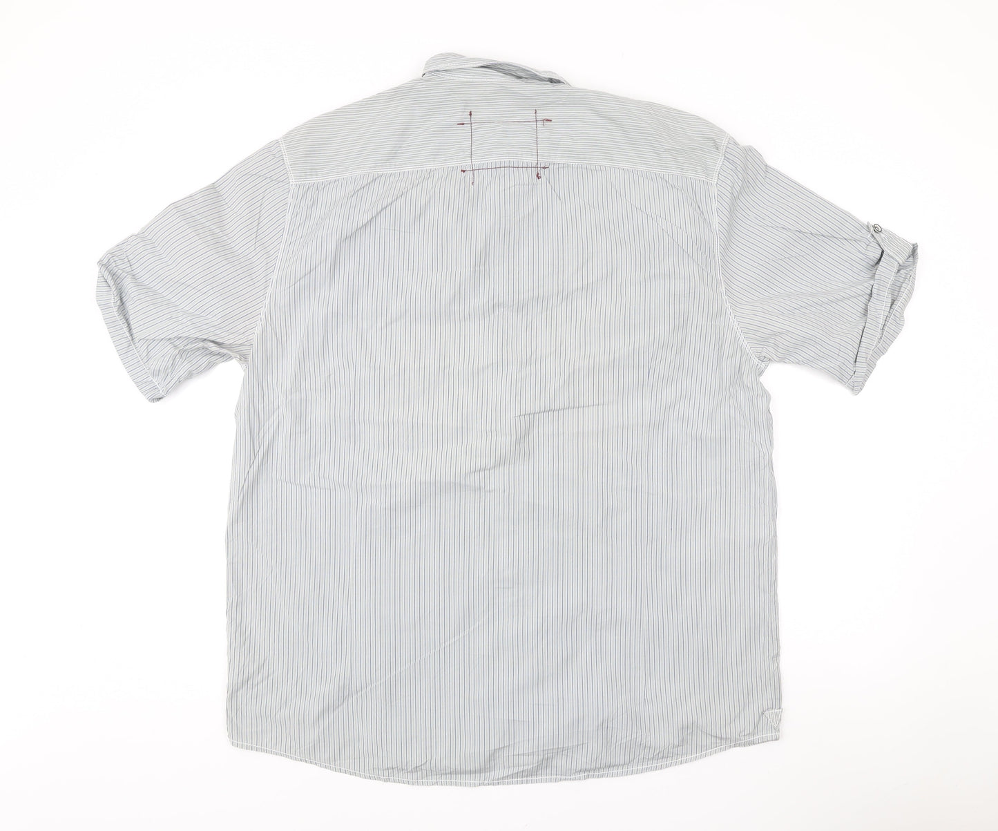 Next Men’s Grey Striped Short Sleeve Button-Up Shirt XL