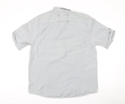 Next Men’s Grey Striped Short Sleeve Button-Up Shirt XL