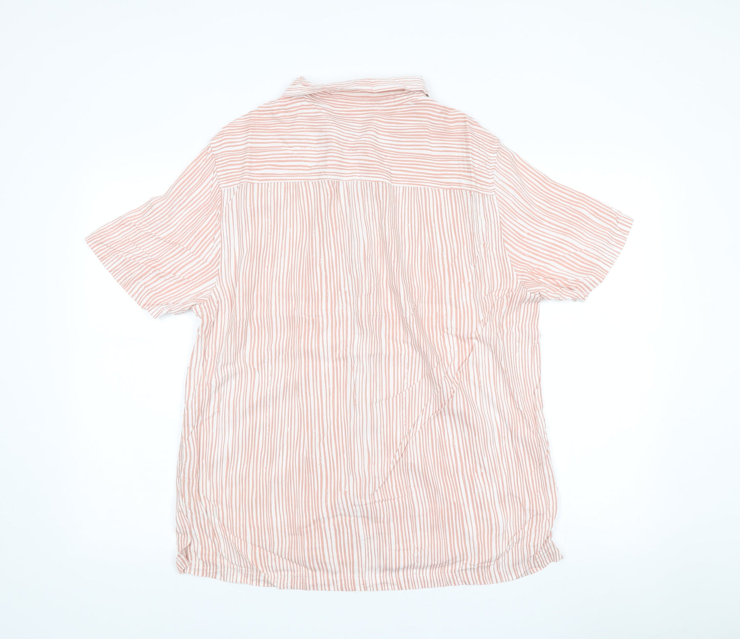 Topman Men’s Pink Striped Short Sleeve Button-Up Shirt L
