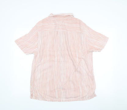 Topman Men’s Pink Striped Short Sleeve Button-Up Shirt L