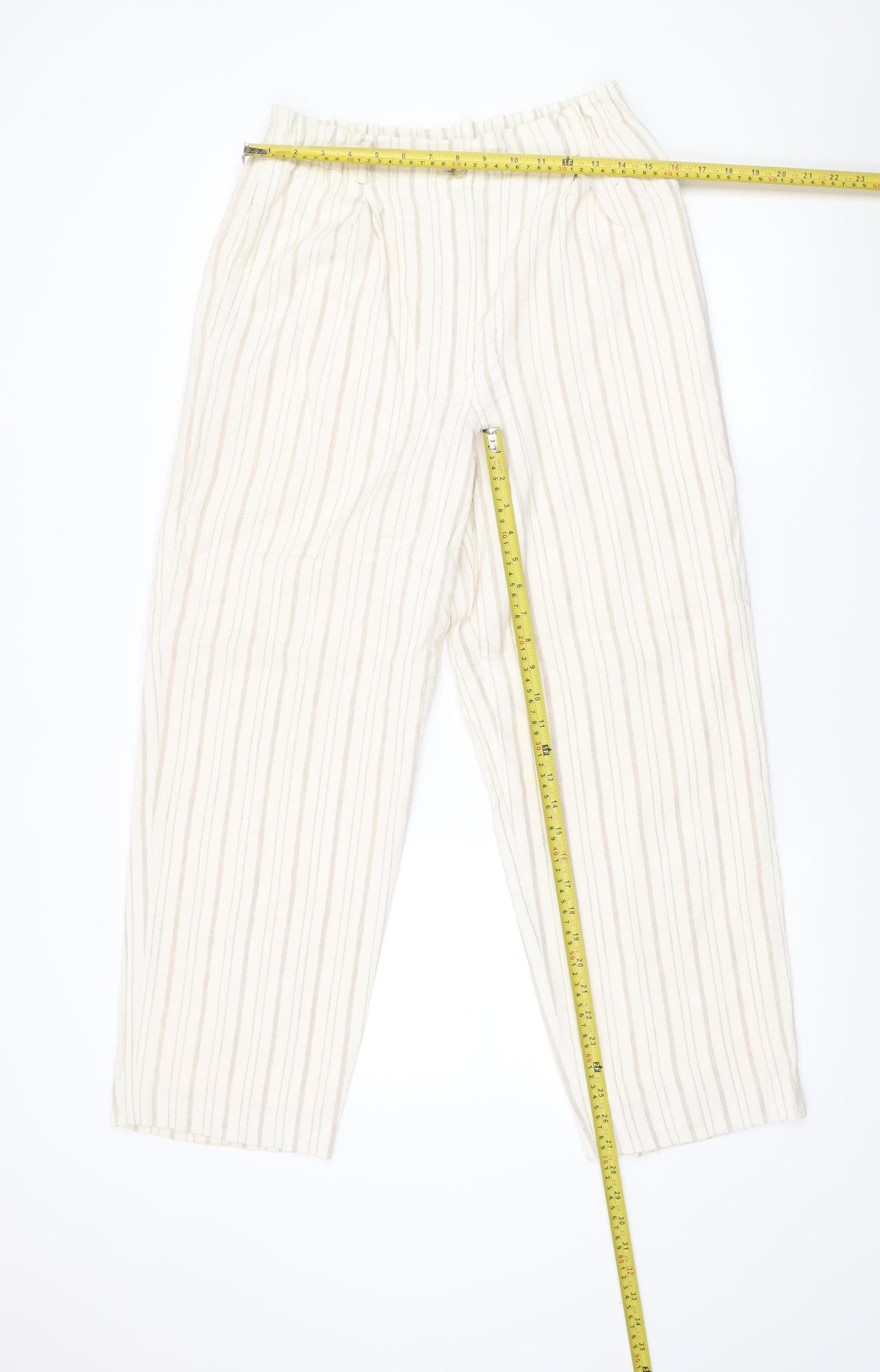 Liz Claiborne Women’s Beige Striped Relaxed Trousers Size 12