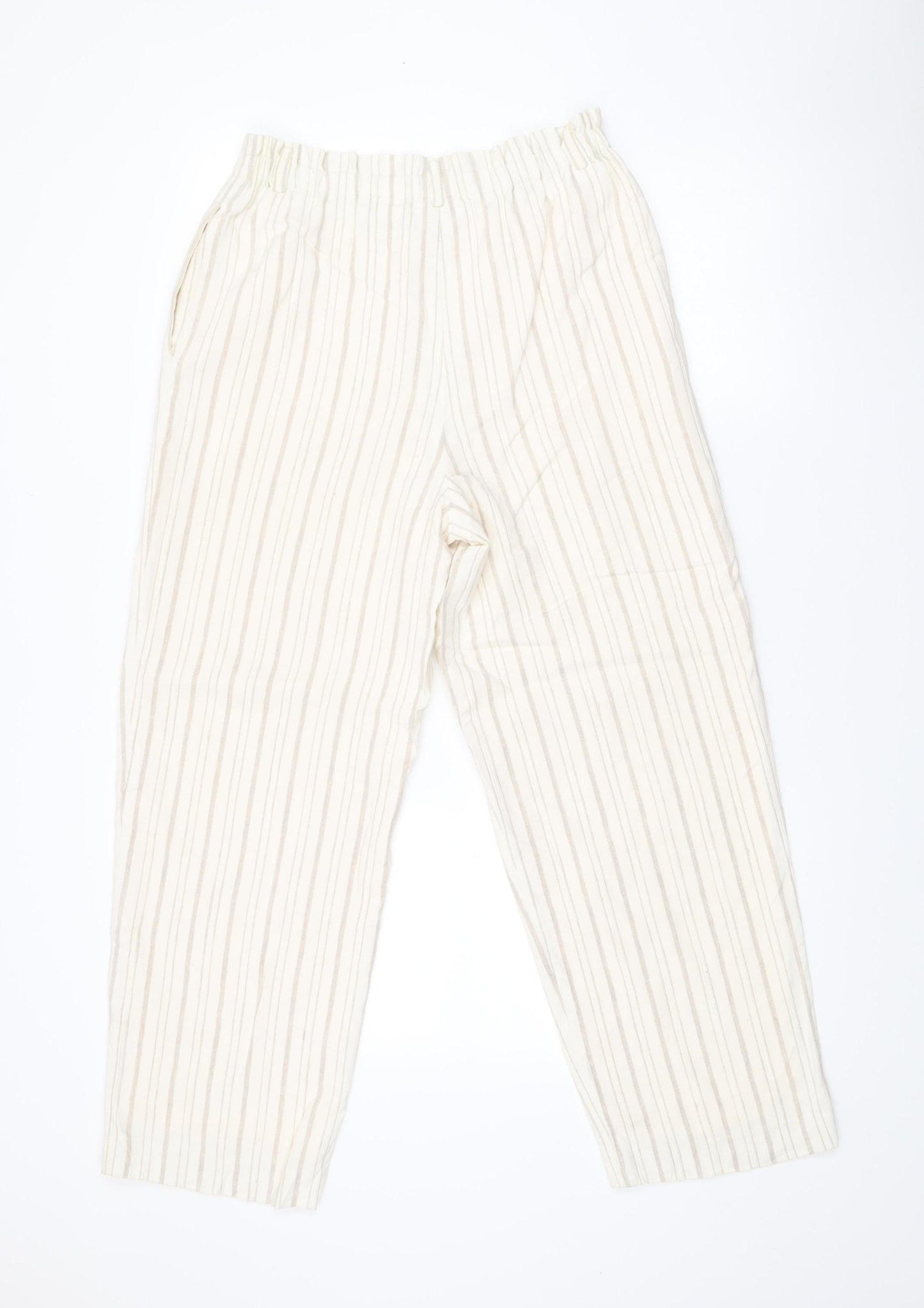 Liz Claiborne Women’s Beige Striped Relaxed Trousers Size 12