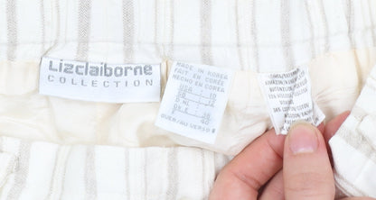 Liz Claiborne Women’s Beige Striped Relaxed Trousers Size 12