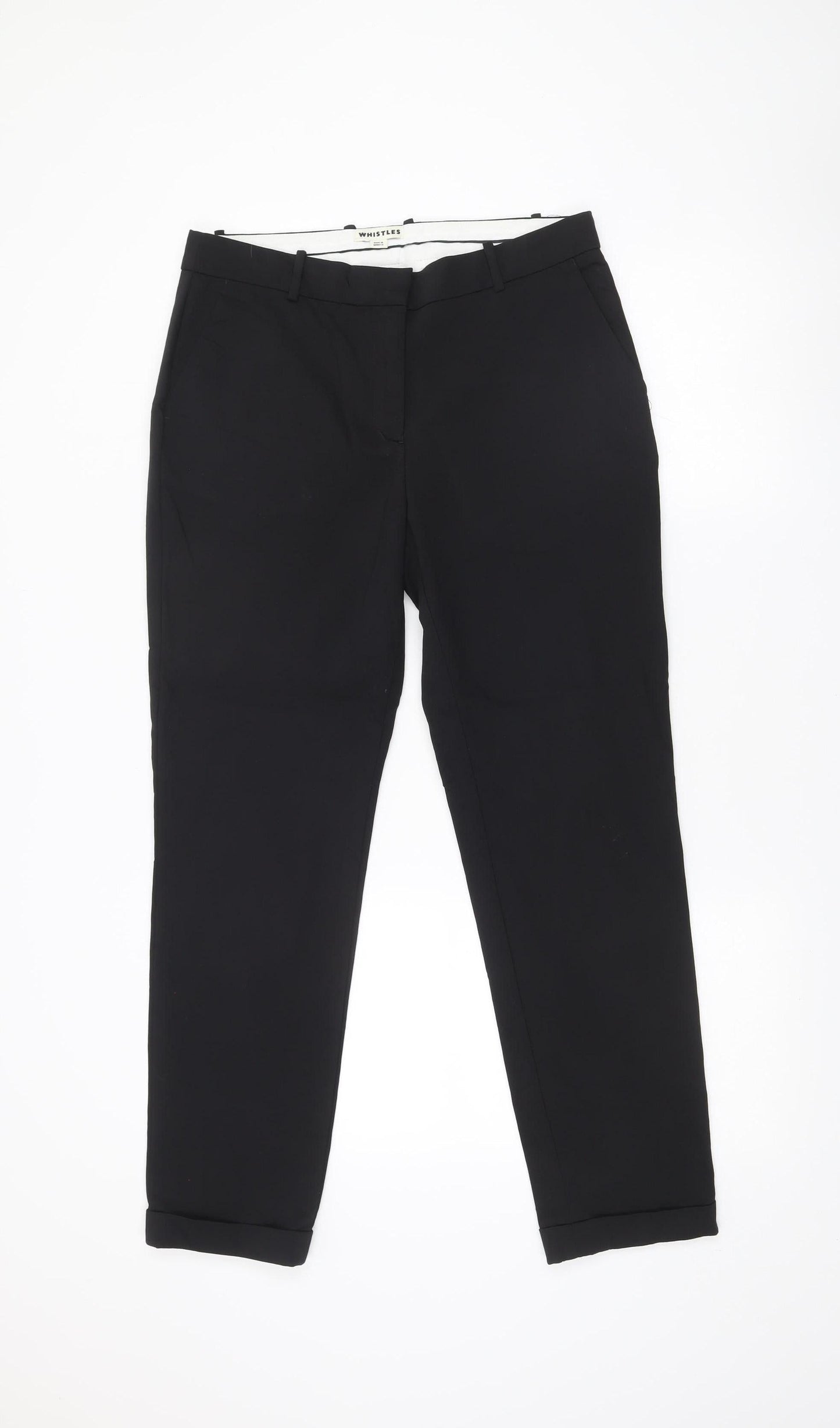 Whistles Women Black Size 12 Slim Chino Workwear Trousers