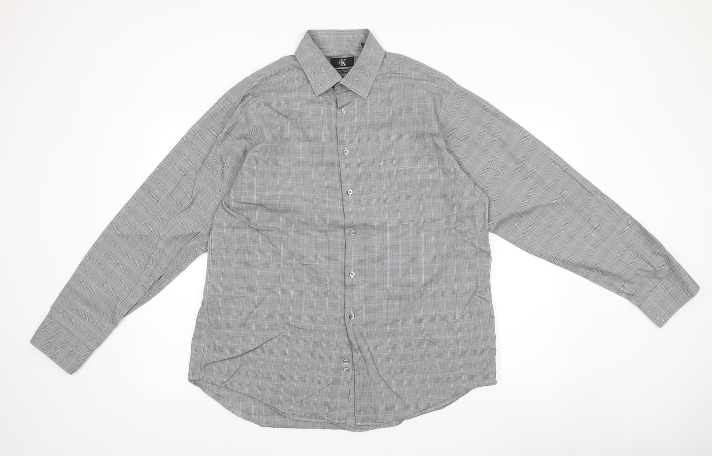 Mens UK Collar Size 16 Calvin Klein Smart Grey  Dress Shirt