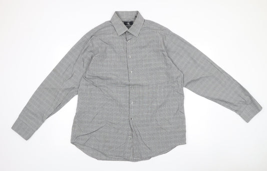 Mens UK Collar Size 16 Calvin Klein Smart Grey  Dress Shirt