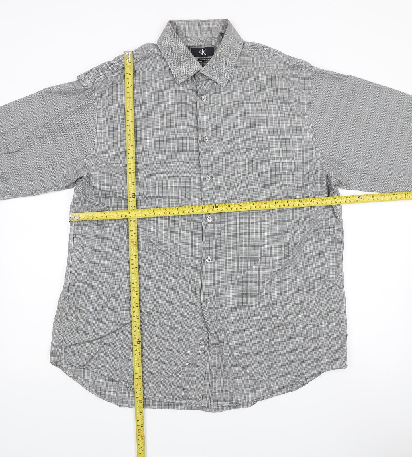 Mens UK Collar Size 16 Calvin Klein Smart Grey  Dress Shirt