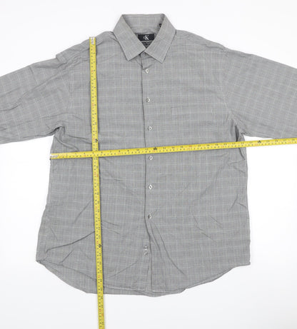 Mens UK Collar Size 16 Calvin Klein Smart Grey  Dress Shirt