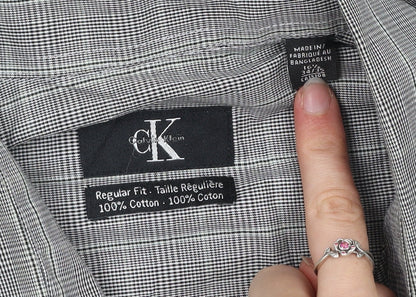 Mens UK Collar Size 16 Calvin Klein Smart Grey  Dress Shirt