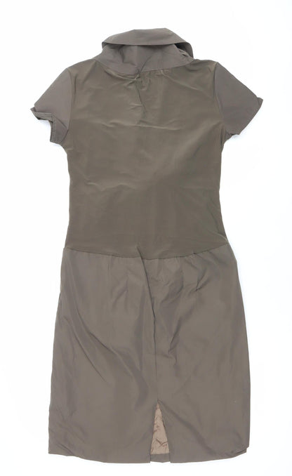 James Lakeland Womens Brown Knee Length Wrap Dress Size 14