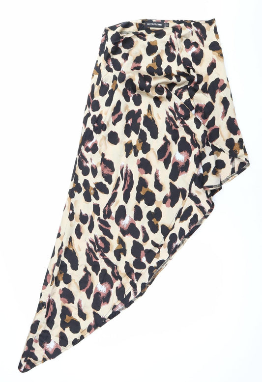 PrettyLittleThing Women’s Animal Print Midi Asymmetric Skirt Size 8