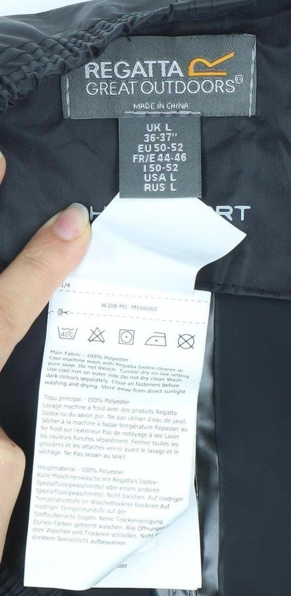 Regatta Mens Black L Waterproof Rain Trousers Hiking Outdoor