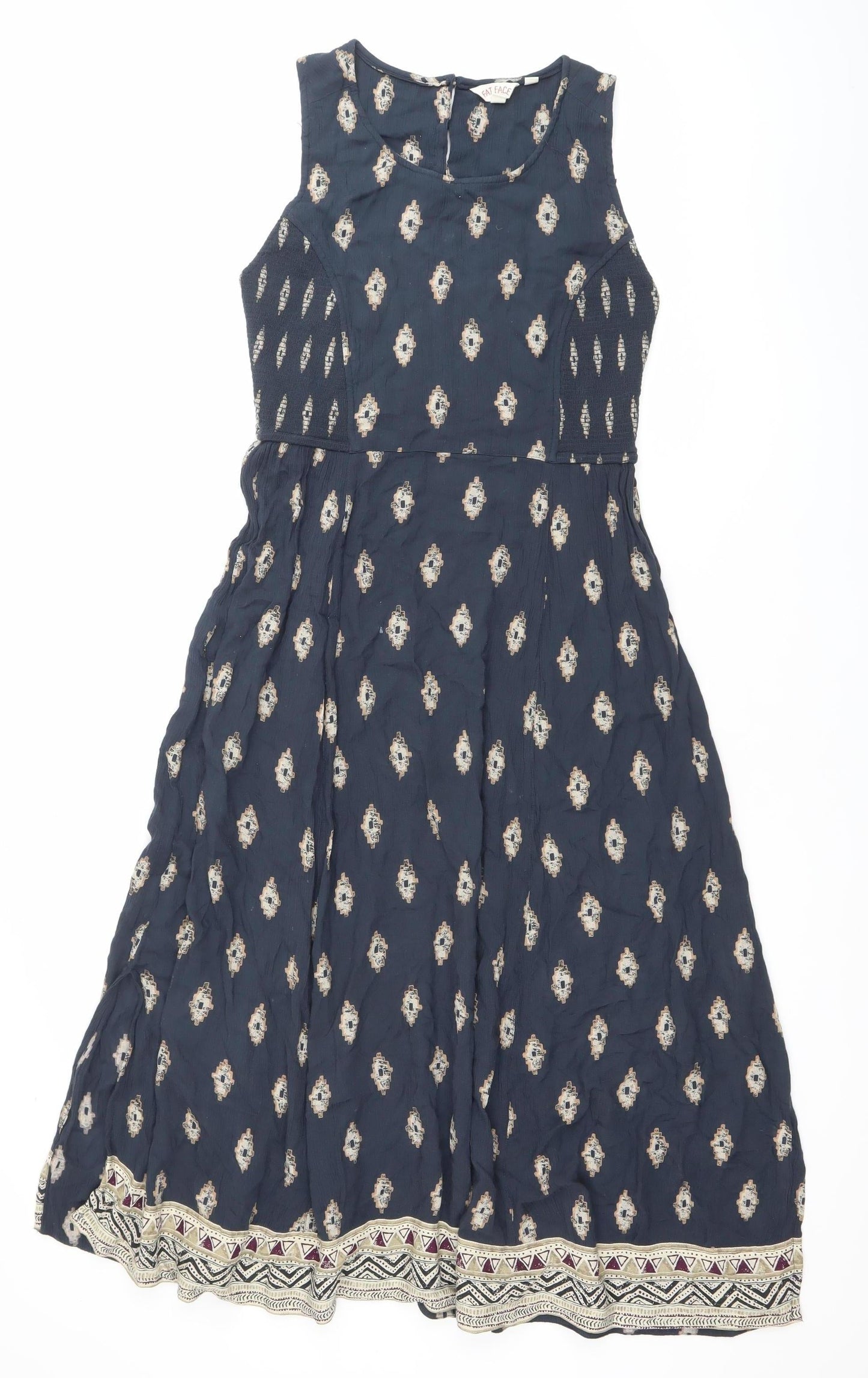 Fat Face Women’s Blue Sleeveless A-Line Knee Length Dress UK 8