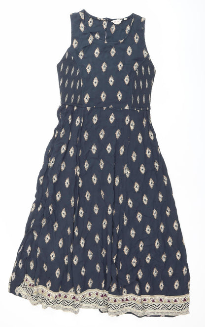 Fat Face Women’s Blue Sleeveless A-Line Knee Length Dress UK 8