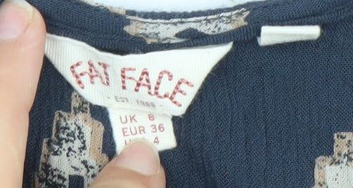 Fat Face Women’s Blue Sleeveless A-Line Knee Length Dress UK 8