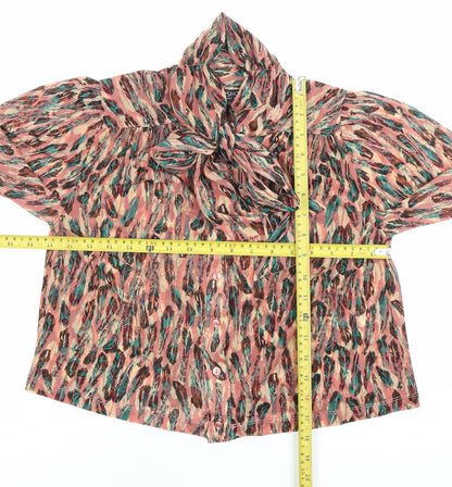 Topshop Womens Multicoloured Animal Print Bow Blouse Size 8