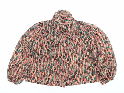 Topshop Womens Multicoloured Animal Print Bow Blouse Size 8