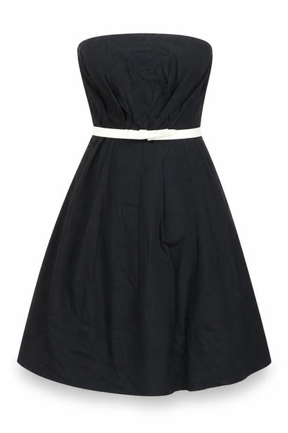 Oasis Womens Black Strapless A-Line Dress Size 12 Belted Cocktail